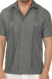 Men's Two-Pocket Chambray Guayamisa Shirt with Pleating