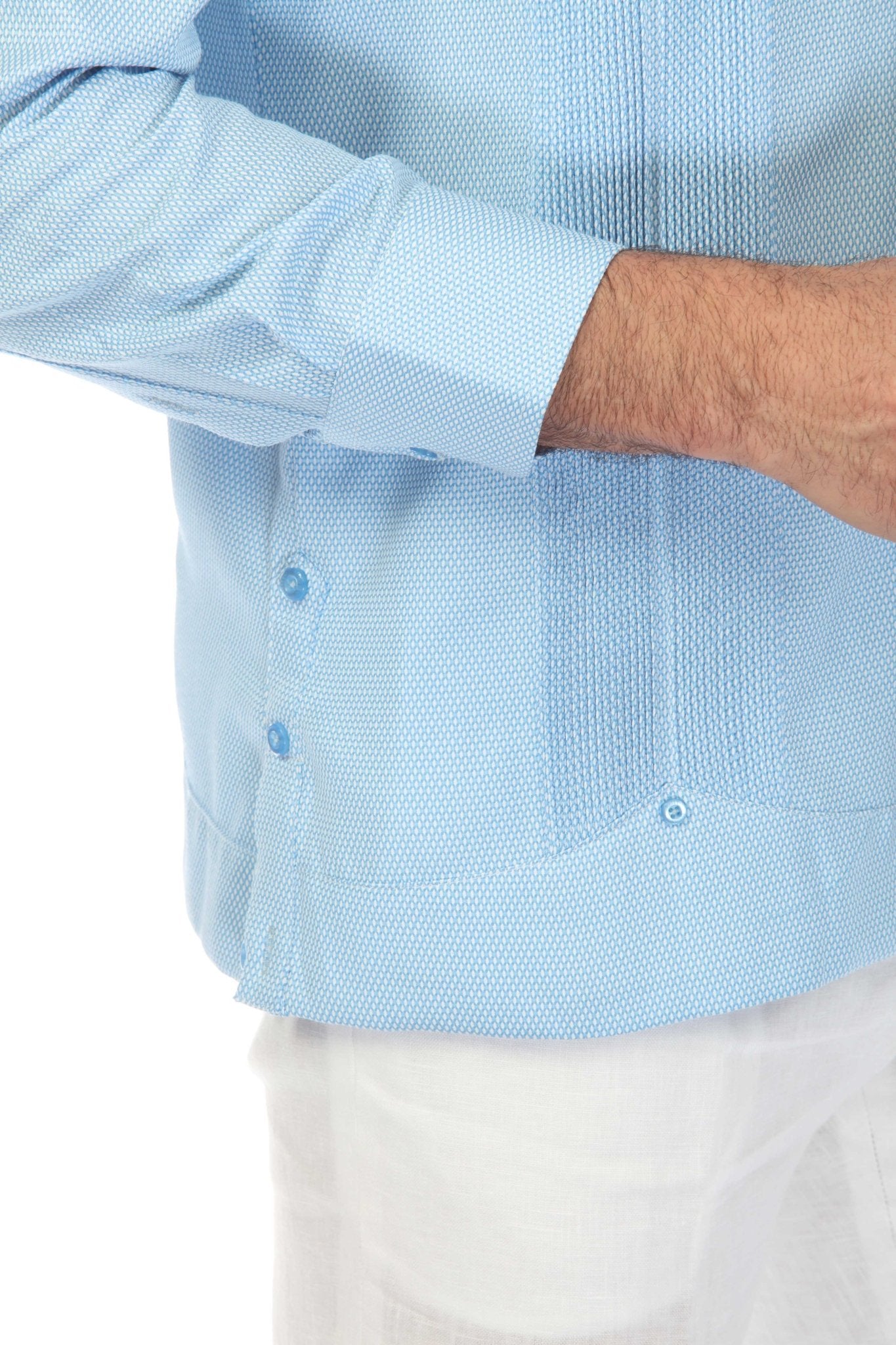Diamond Textured Two-Pocket Guayabera Shirt