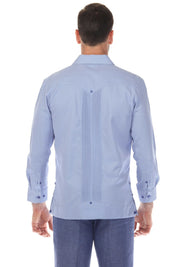 Camisa Guayabera Chacabana de Mezcla de Algodón para Hombre, Manga Larga, con Estampado Microtexturizado