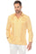 Front view of a man wearing a Mojito Reserve Men's Two-Pocket Guayabera, diamond textured, in light orange.