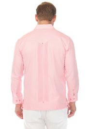 Camisa Guayabera Chacabana de Mezcla de Algodón para Hombre, Manga Larga, con Estampado Microtexturizado