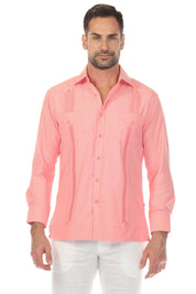 Guayabera elegante de dos bolsillos para hombre con textura y botones cuadrados finos