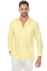 Guayabera elegante de rayas con dos bolsillos para hombre