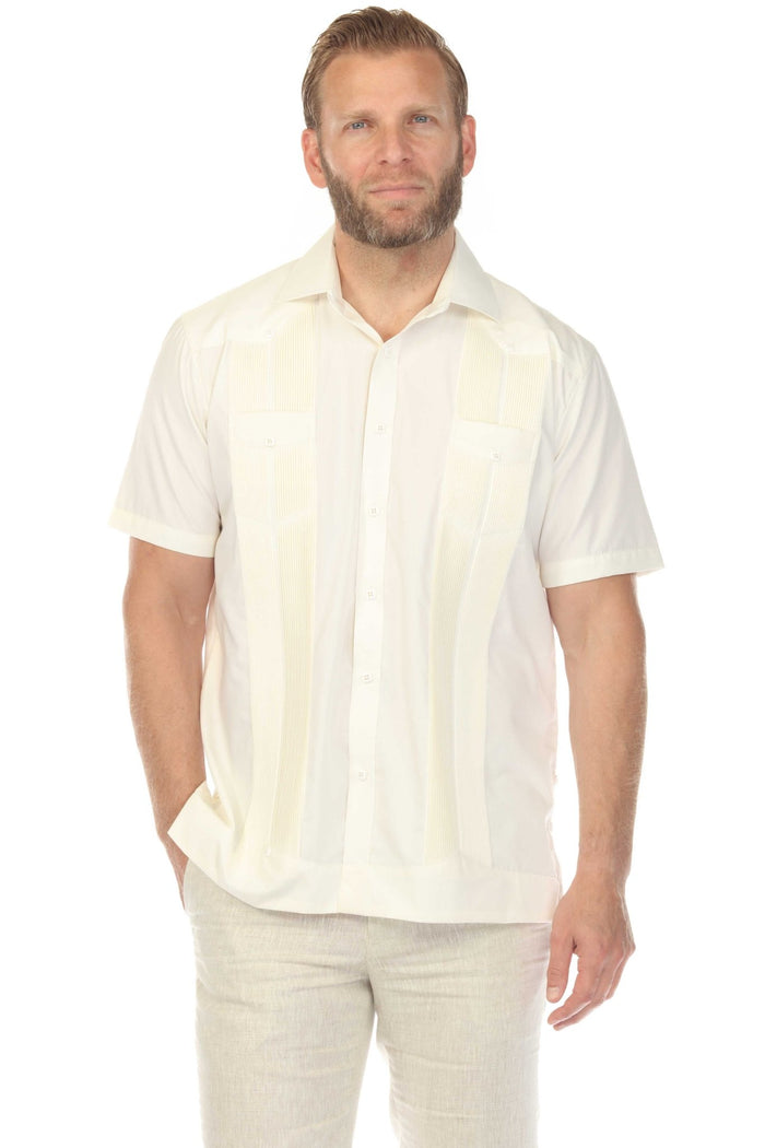 Two-Pocket Fancy Guayabera with Texture &amp; Fine Square Bottons