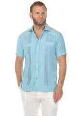 Guayabera de Hombre con Dos Bolsillos y Estampado Microtexturizado