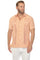 Front view of a man wearing a peach and white striped Men’s Two-Pocket Guayabera Shirt with Micro Textured Print.