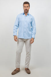 Cotton Blend Guayabera Long Sleeve One Pocket Textured