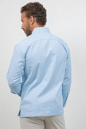 Cotton Blend Guayabera Long Sleeve One Pocket Textured