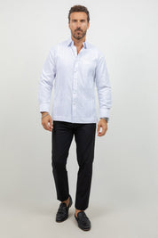 Cotton Blend Guayabera Long Sleeve One Pocket Textured