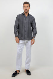 Cotton Blend Wedding Shirt Long Sleeve Pleated French Cuff