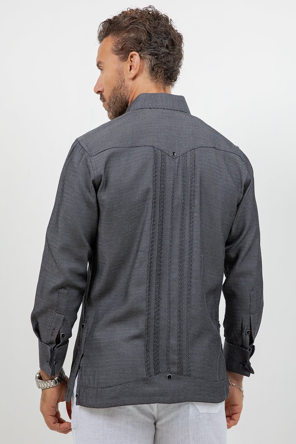 Cotton Blend Wedding Shirt Long Sleeve Pleated French Cuff