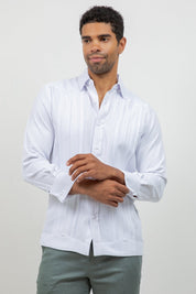 Cotton Blend Wedding Shirt Long Sleeve Pleated French Cuff