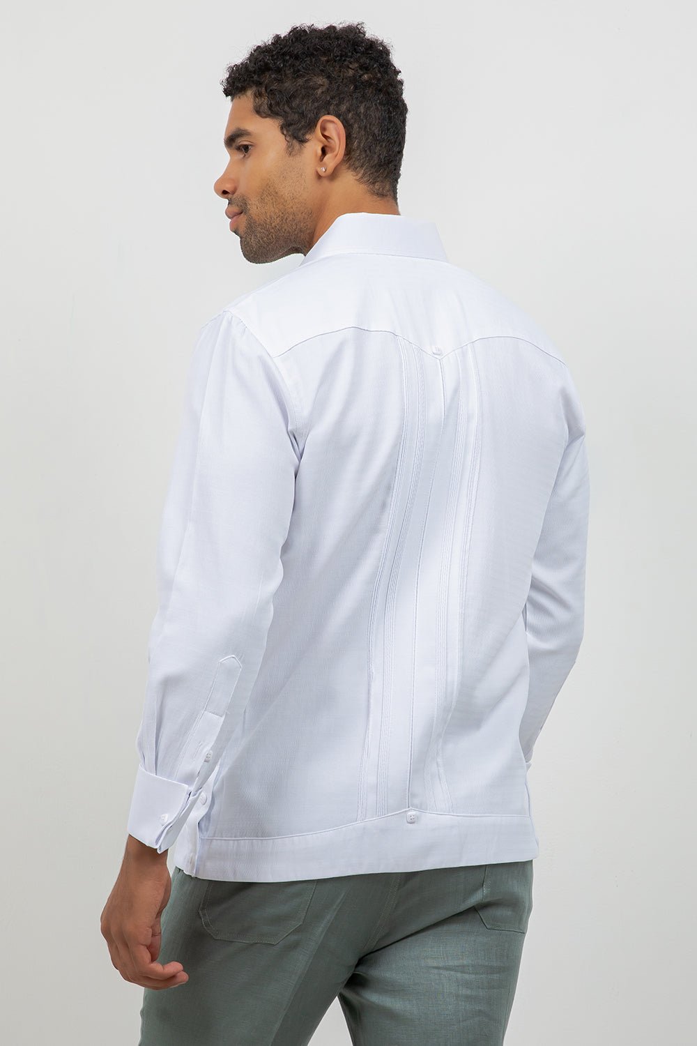 Cotton Blend Wedding Shirt Long Sleeve Pleated French Cuff