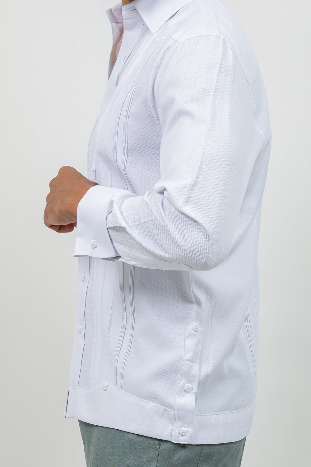 Cotton Blend Wedding Shirt Long Sleeve Pleated French Cuff