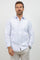 Men's white cotton blend guayabera shirt, long sleeve, front view, wide pleated front, Mojito Collection