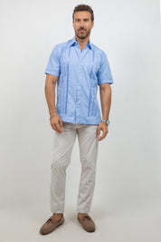 Cotton Blend Guayabera Short Sleeve Two Pocket Retro