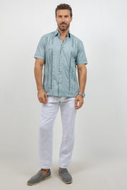 Cotton Blend Guayabera Short Sleeve Two Pocket Retro