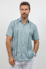Cotton Blend Guayabera Short Sleeve Two Pocket Retro