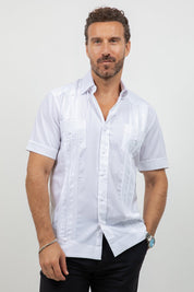 Cotton Blend Guayabera Short Sleeve Two Pocket Retro