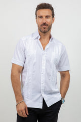 Cotton Blend Guayabera Short Sleeve Two Pocket Retro