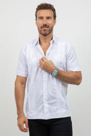 Cotton Blend Guayabera Short Sleeve Two Pocket Retro
