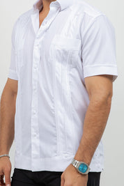 Cotton Blend Guayabera Short Sleeve Two Pocket Retro