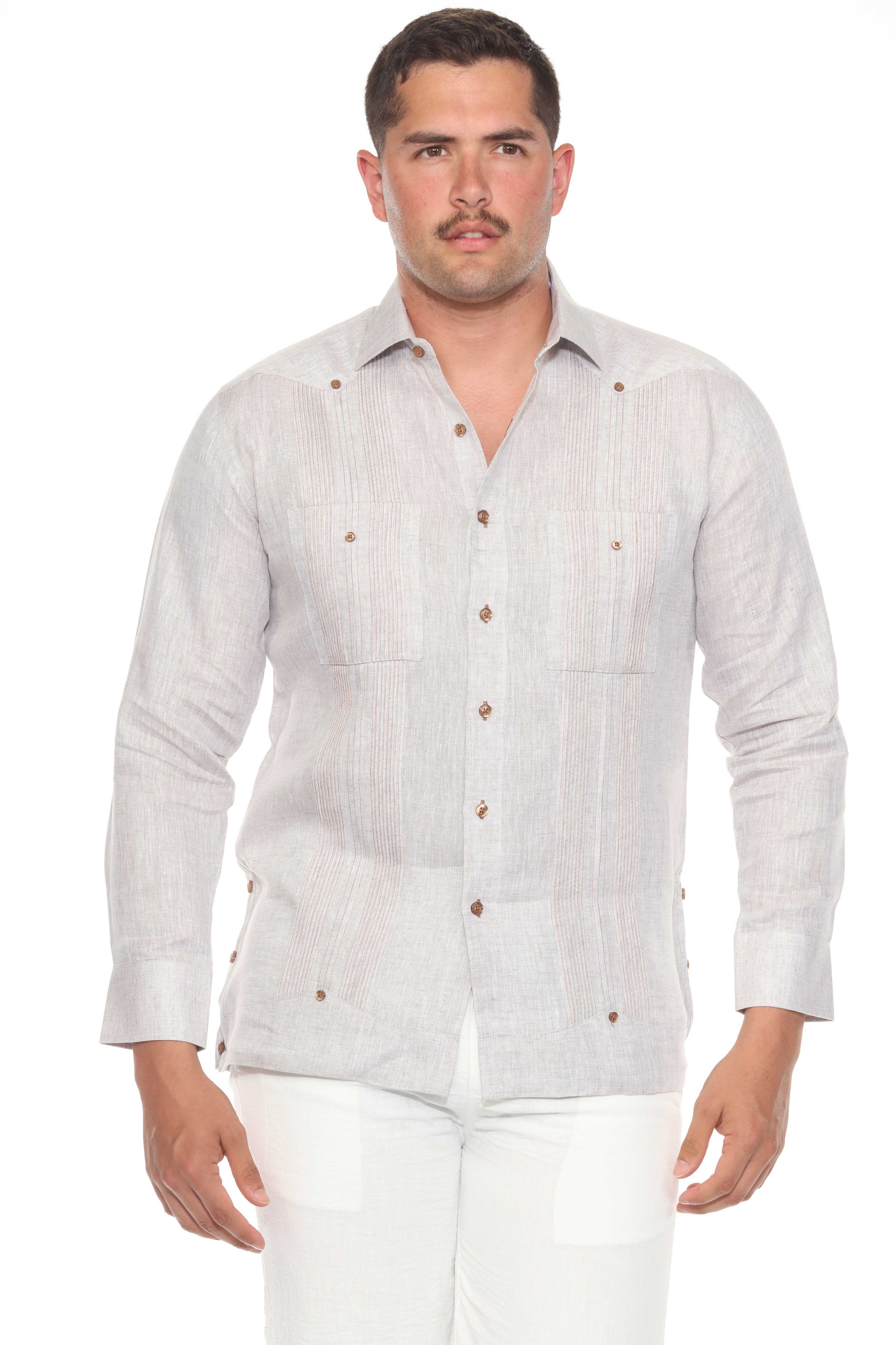 【THE MOZZ】[Premium] True Shirt Linen One Piece Mojito Men's Plus Size Traditional Guayabera Shirt Premium
