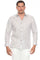 Front view of a man wearing a grey linen Men’s 100% Linen Guayabera Shirt with long sleeves.