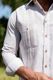 Mojito Men's 100% Linen Guayabera Chacabana Shirt Long Sleeve - Heritage Pleats and Artisan Buttons