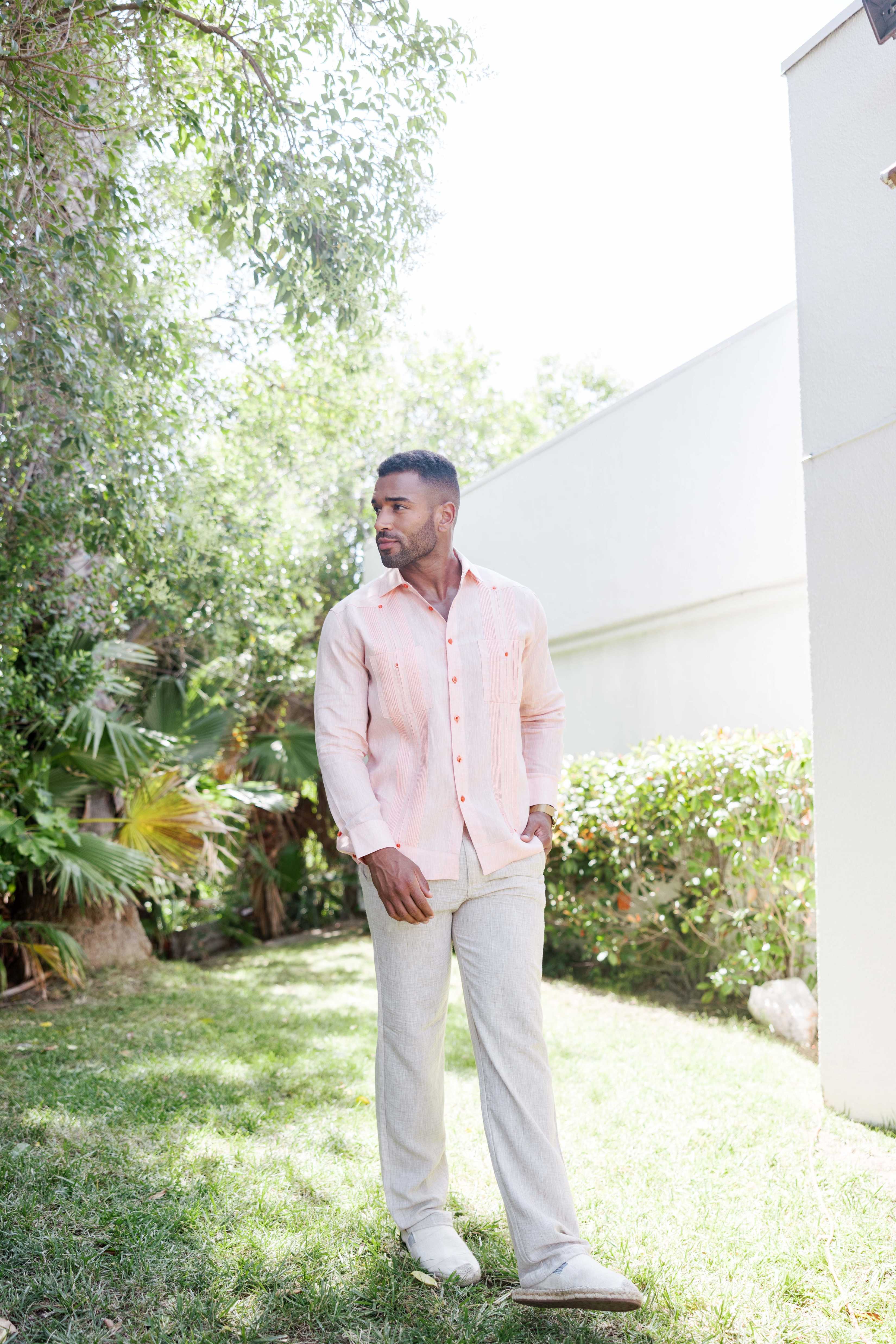 Mojito Men's 100% Linen Guayabera Chacabana Shirt Long Sleeve - Heritage Pleats and Artisan Buttons
