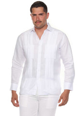 Camisa Guayabera de Lino 100% para Hombre – Manga Larga con Pliegues Tradicionales