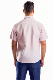 Camisa de manga corta de mezcla de lino con trama cruzada