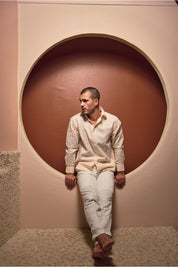 Cross Hatch Linen Blend Long Sleeve Shirt