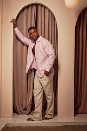 Cross Hatch Linen Blend Long Sleeve Shirt