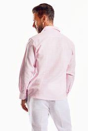 Camisa de manga larga de mezcla de lino con trama cruzada