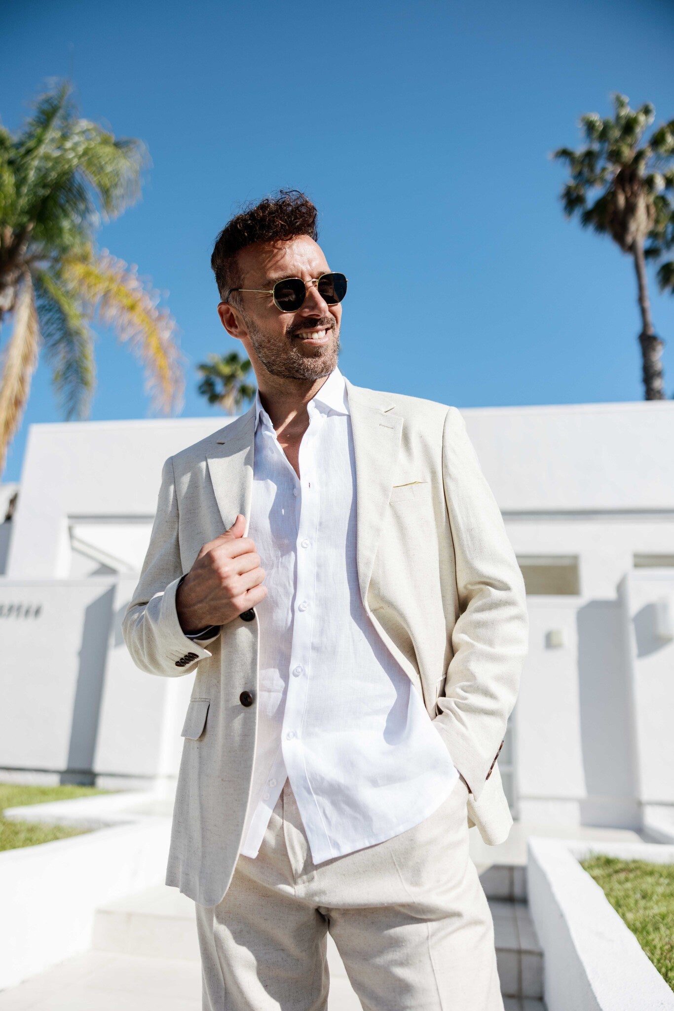 Mojito Reserve Men's Textured Linen Cotton Blend Suit