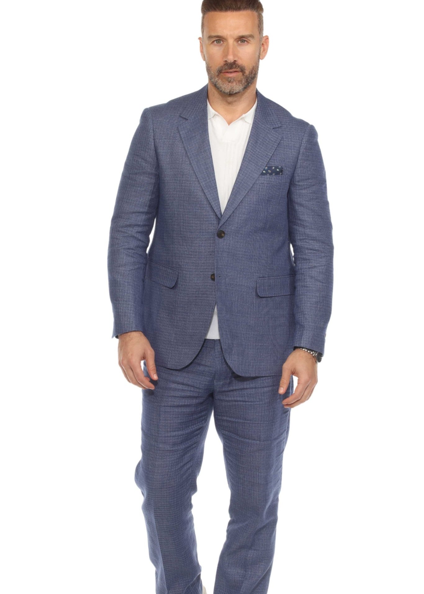 Mojito Reserve Men's Textured Knit Linen Cotton Blend Suit Set