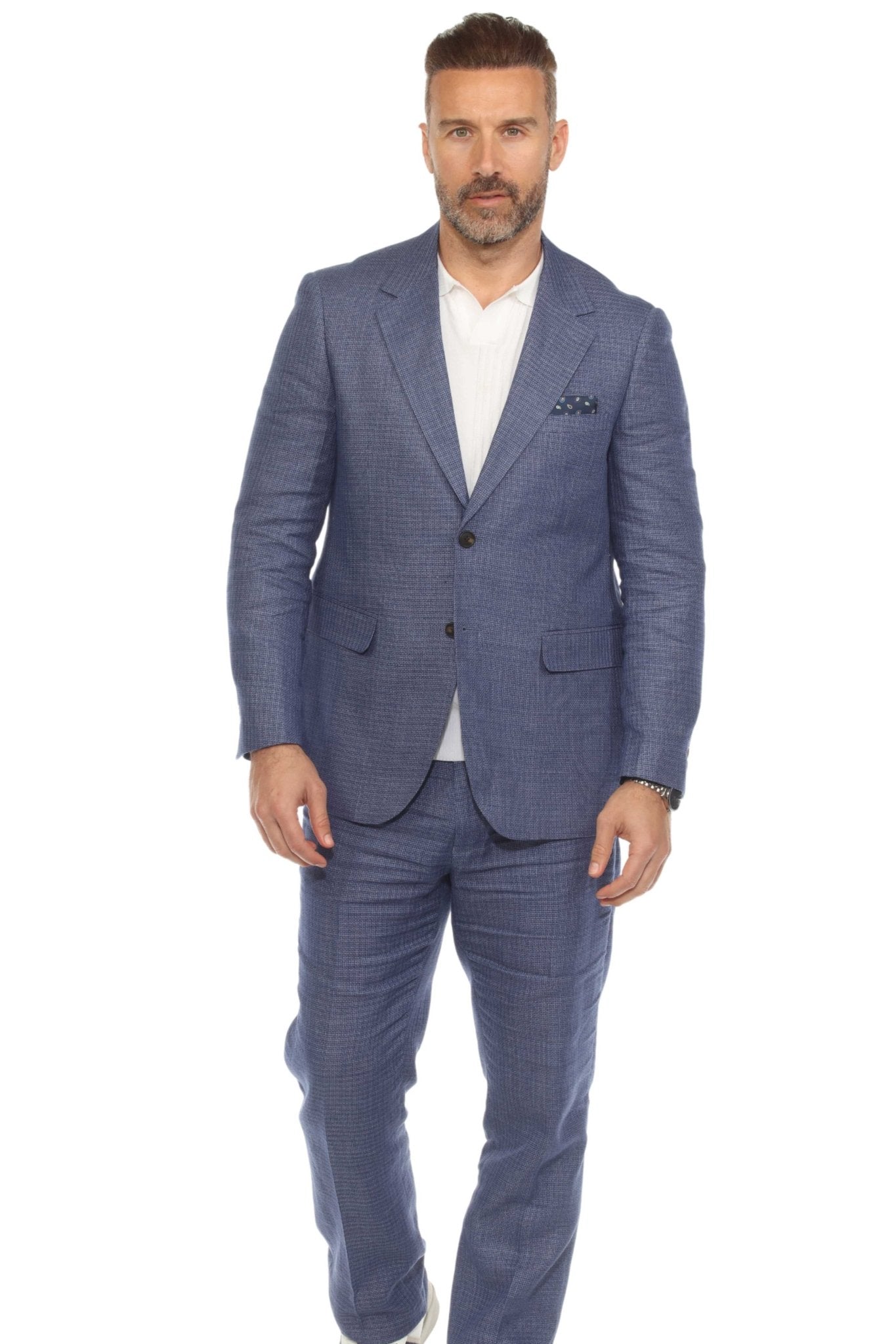 Mojito Reserve Men's Textured Knit Linen Cotton Blend Suit