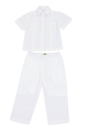 Boys Linen Guayabera Shirt and Pant Set Short Sleeve