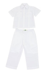 Boys Linen Guayabera Shirt and Pant Set Short Sleeve