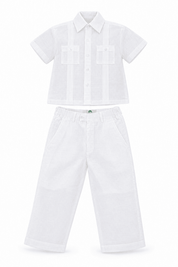 Conjunto de Guayabera 100% Lino para Bebés y Niños