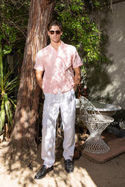 Men's Cropped Four-Pocket Stylish Guayabera Shirt with Embroidery