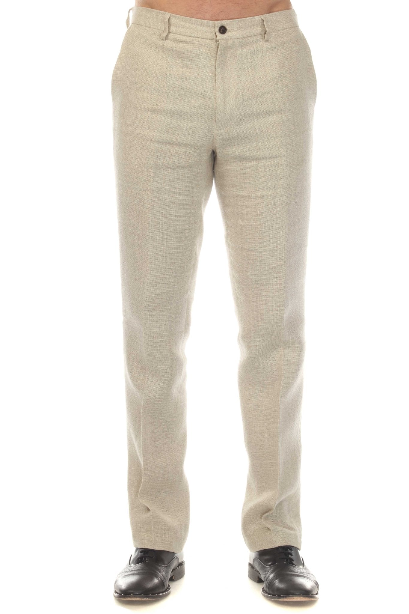 Men's 100% Linen Flat Front Dress Pants Modern Fit 36W x 32L / NATURAL Men's 100% Linen Flat Front Dress Pants Modern Fit 36W x 32L / NATURAL