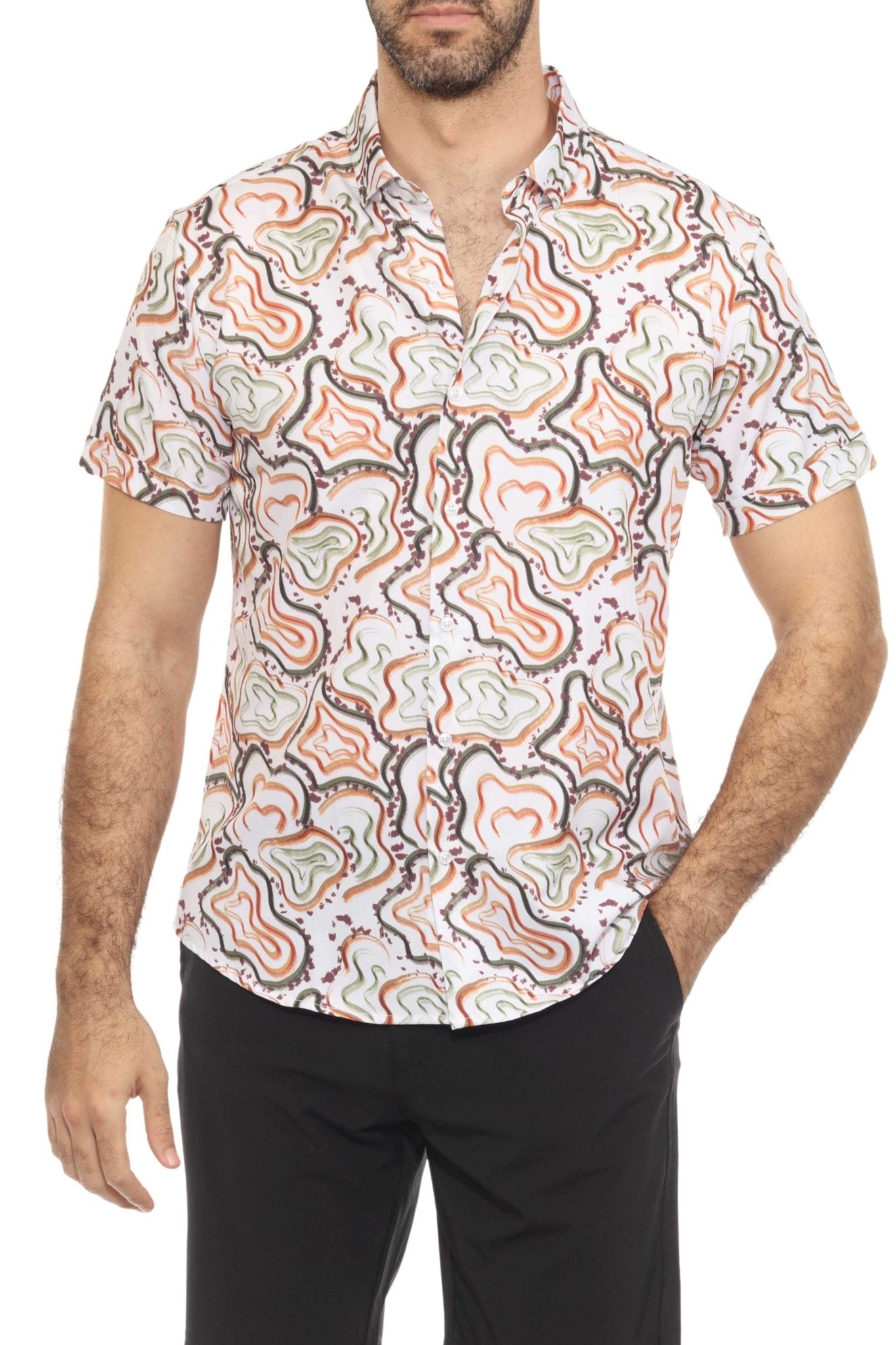 Men’s 4-Way Stretch Multi Abstract Short Sleeve Shirt