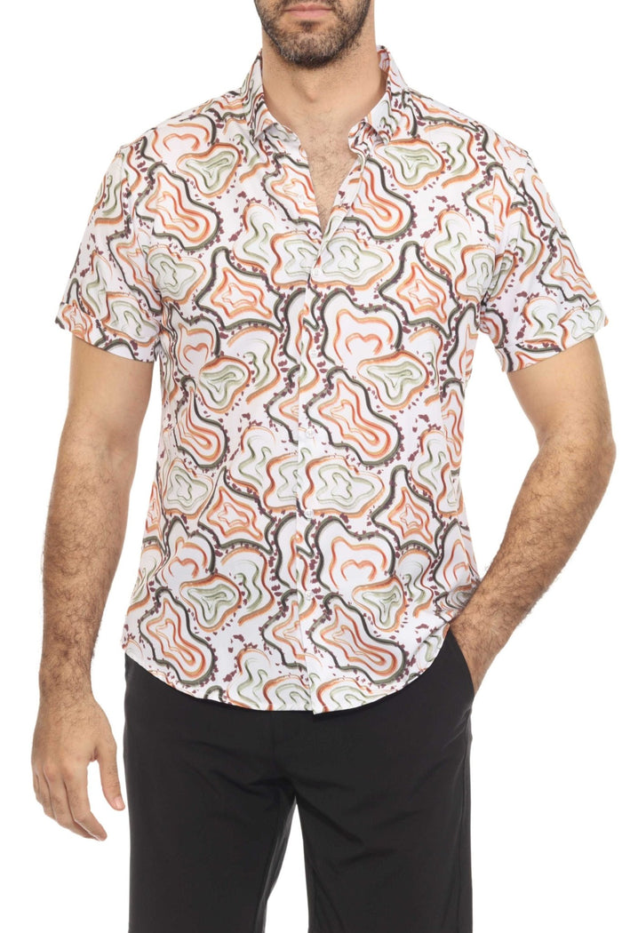 4-Way Stretch Multi Abstract Short Sleeve Shirt