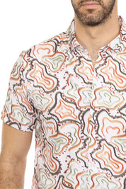 Mojito Lightweight Modern Multi Abstract Pattern Print Stretch Shirt