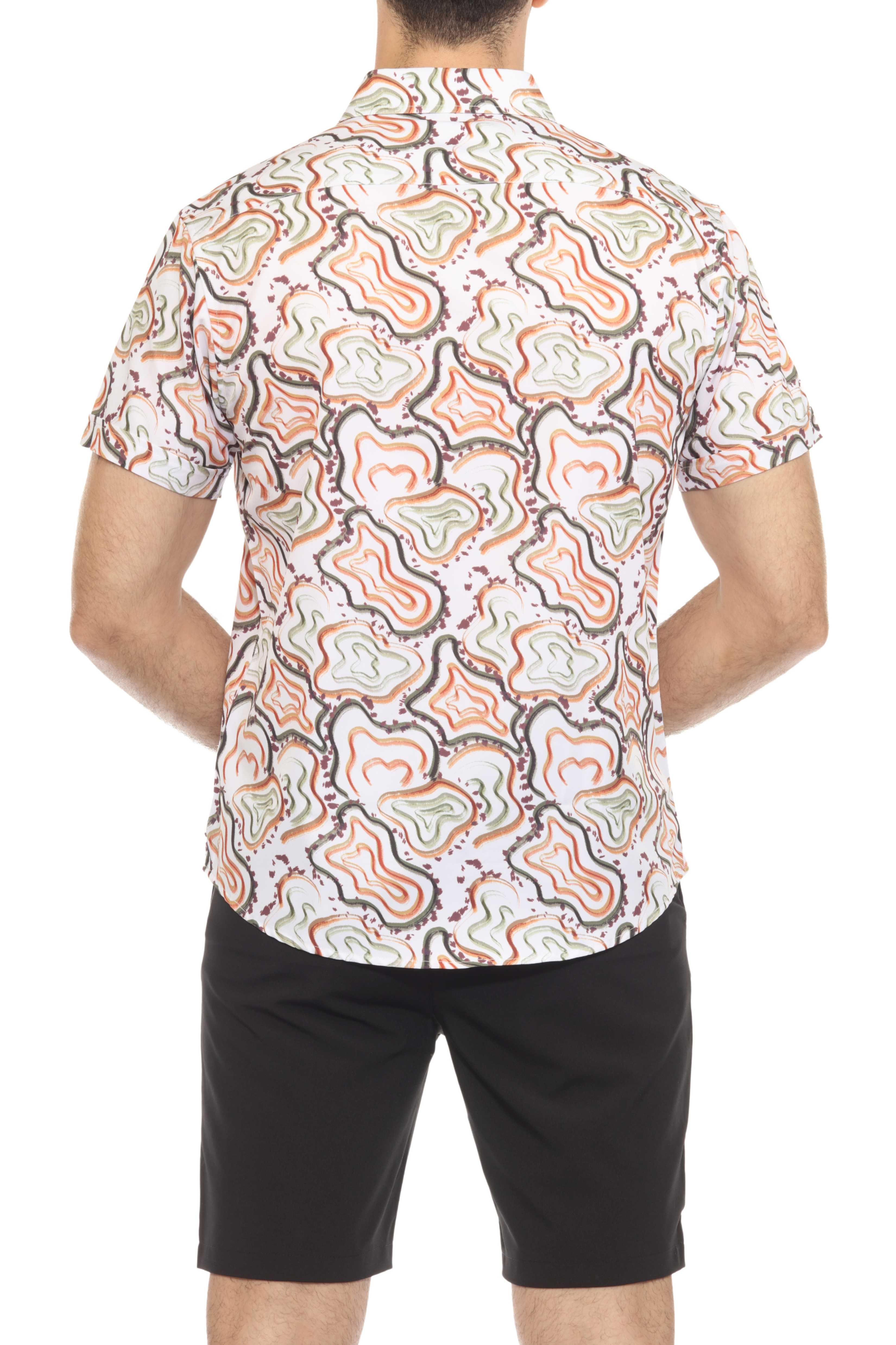 Mojito Lightweight Modern Multi Abstract Pattern Print Stretch Shirt