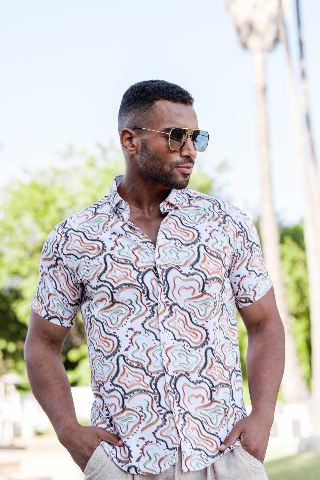 Men's Multi Color Abstract Print Stretch Shirt I – Mojito Collection