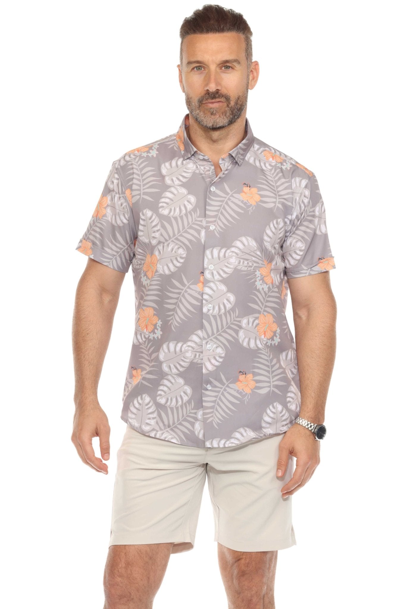 Men’s 4-Way Stretch Tropical Bloom Short Sleeve Shirt