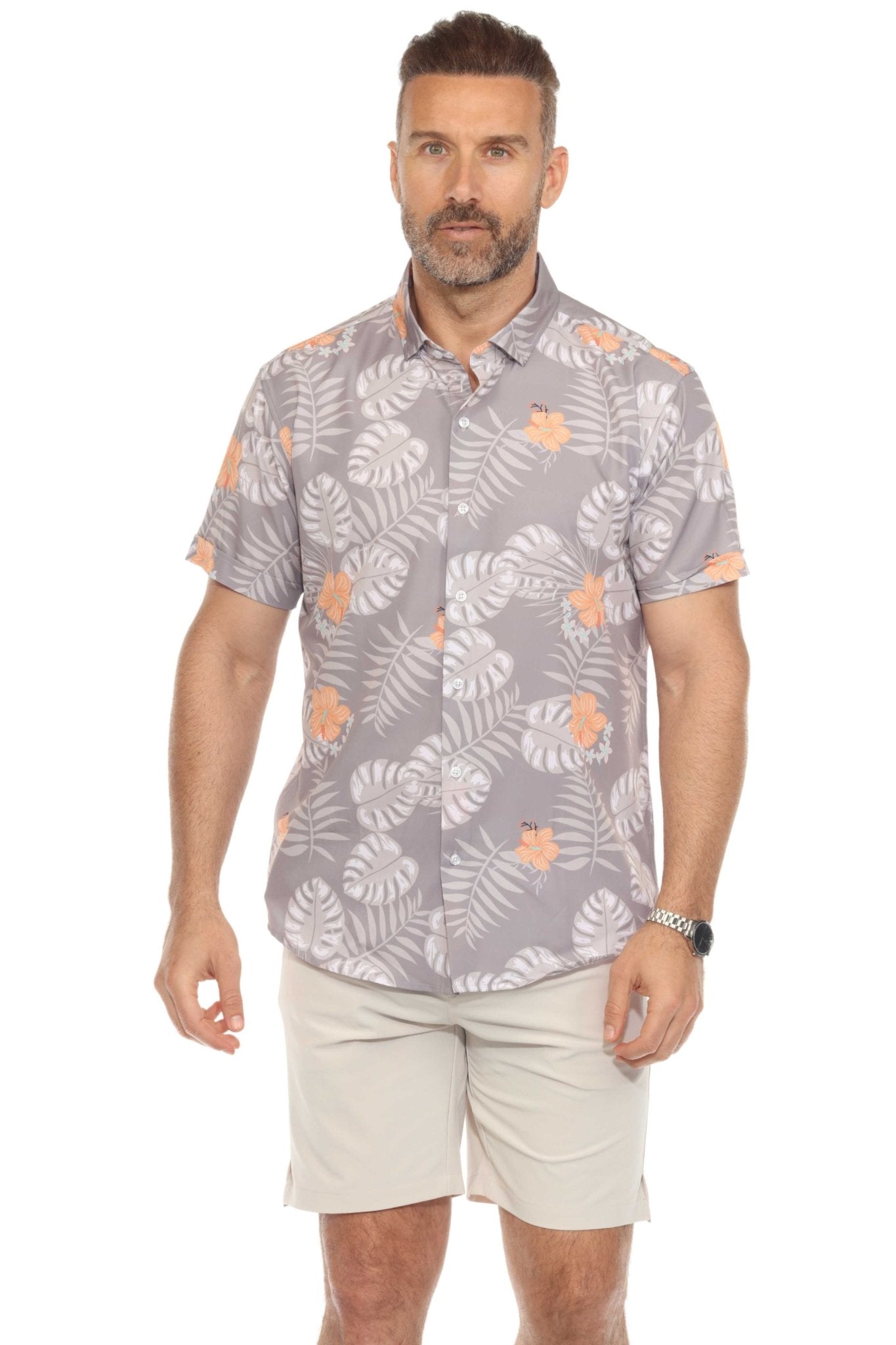 Men’s 4-Way Stretch Tropical Bloom Short Sleeve Shirt